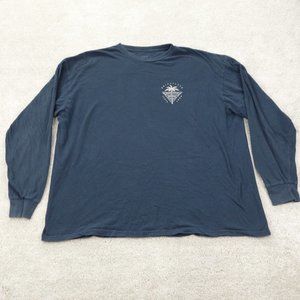 Quiksilver T-Shirt Mens XXL 2XL Black Long Sleeve Crew Neck Graphic Print
